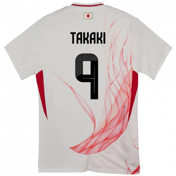 גברים יַפָּן Eito Takaki #9 לָבָן הרחק ג'רזי 24-26 חולצה קצרה