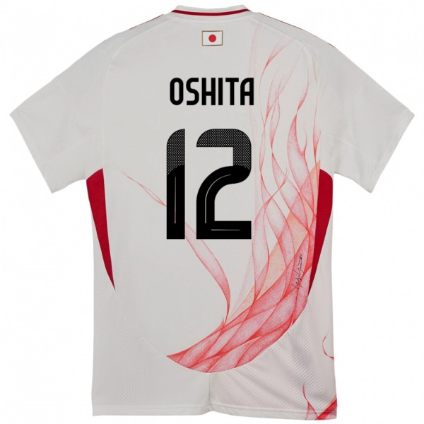 גברים יַפָּן Kosei Oshita #12 לָבָן הרחק ג'רזי 24-26 חולצה קצרה