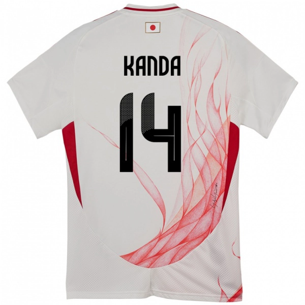 גברים יַפָּן Taito Kanda #14 לָבָן הרחק ג'רזי 24-26 חולצה קצרה