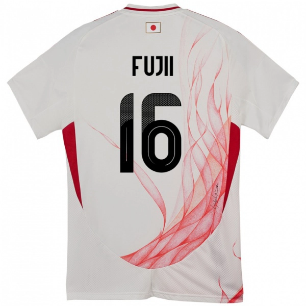 גברים יַפָּן Shota Fujii #16 לָבָן הרחק ג'רזי 24-26 חולצה קצרה