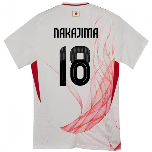 גברים יַפָּן Yotaro Nakajima #18 לָבָן הרחק ג'רזי 24-26 חולצה קצרה