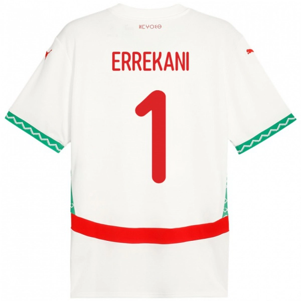 גברים מָרוֹקוֹ Yahya Errekani #1 לָבָן הרחק ג'רזי 24-26 חולצה קצרה