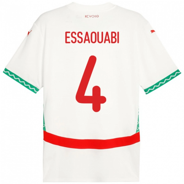 גברים מָרוֹקוֹ Hatim Essaouabi #4 לָבָן הרחק ג'רזי 24-26 חולצה קצרה