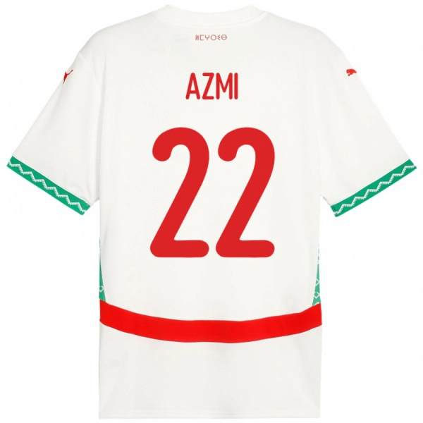 גברים מָרוֹקוֹ אחמד עזמי #22 לָבָן הרחק ג'רזי 24-26 חולצה קצרה