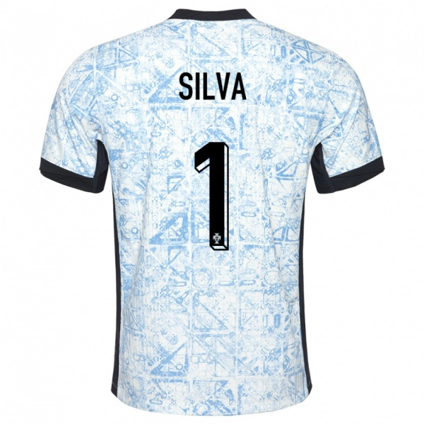 גברים פורטוגל Dinis Silva #1 כחול שמנת הרחק ג'רזי 24-26 חולצה קצרה