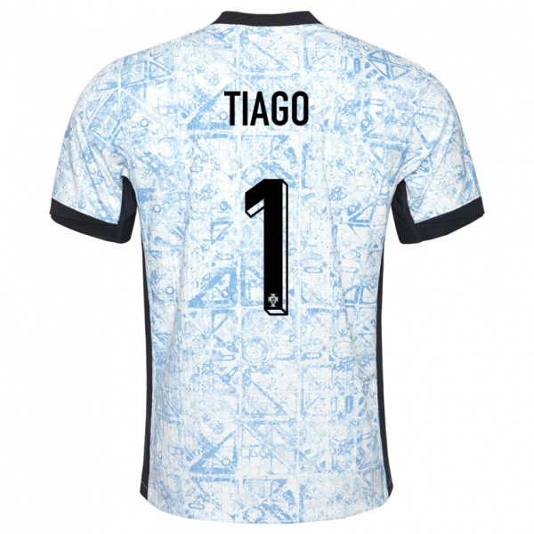 גברים פורטוגל Tiago Ferreira #1 כחול שמנת הרחק ג'רזי 24-26 חולצה קצרה
