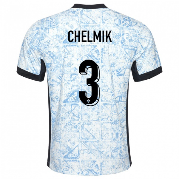 גברים פורטוגל Chelmik #3 כחול שמנת הרחק ג'רזי 24-26 חולצה קצרה