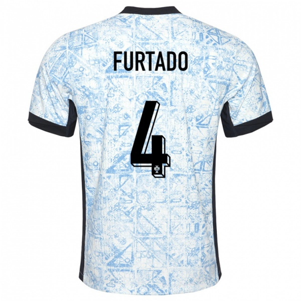 גברים פורטוגל Mauro Furtado #4 כחול שמנת הרחק ג'רזי 24-26 חולצה קצרה