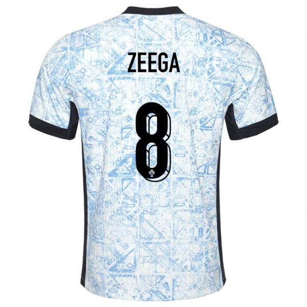 גברים פורטוגל Zeega #8 כחול שמנת הרחק ג'רזי 24-26 חולצה קצרה