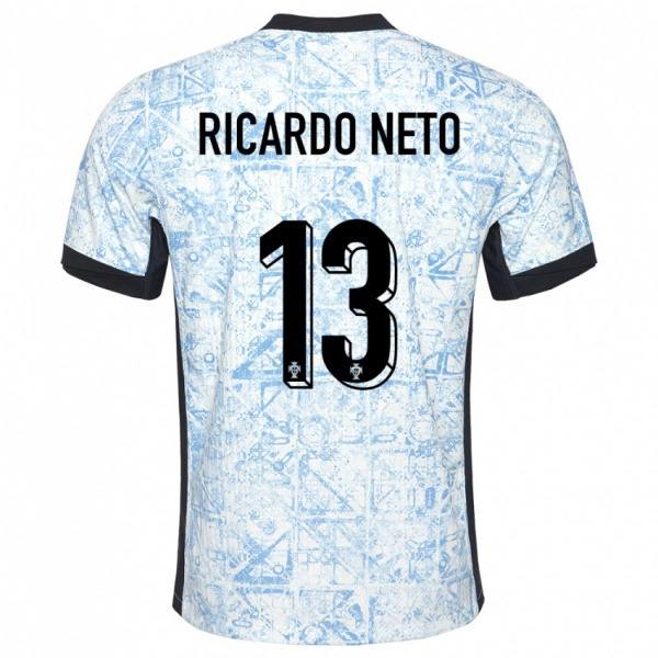 גברים פורטוגל Ricardo Neto #13 כחול שמנת הרחק ג'רזי 24-26 חולצה קצרה