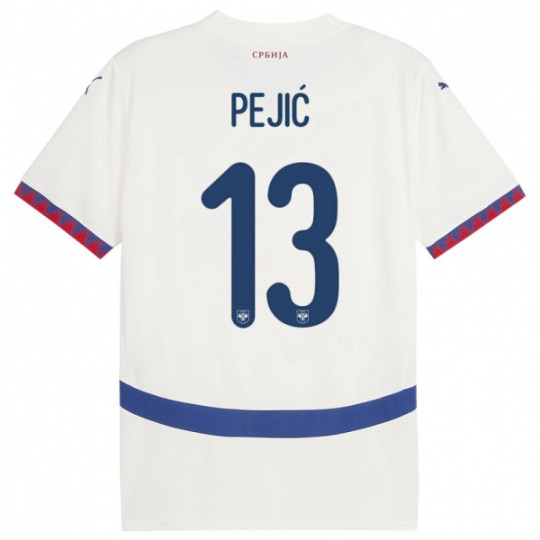 גברים סרביה Danilo Pejić #13 לבן הרחק ג'רזי 24-26 חולצה קצרה