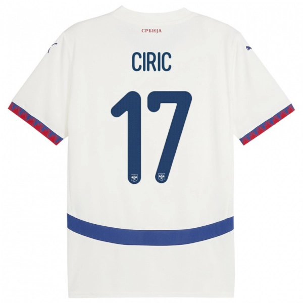 גברים סרביה Jovan Ciric #17 לבן הרחק ג'רזי 24-26 חולצה קצרה
