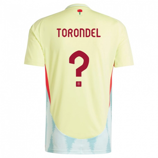 גברים ספרד Aitor Torondel #0 צהוב הרחק ג'רזי 24-26 חולצה קצרה