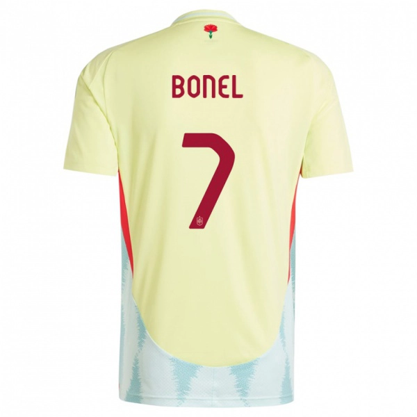 גברים ספרד Asier Bonel #7 צהוב הרחק ג'רזי 24-26 חולצה קצרה