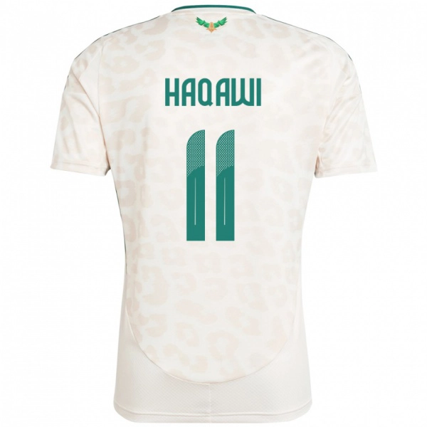 גברים ערב הסעודית Saad Haqawi #11 לָבָן הרחק ג'רזי 24-26 חולצה קצרה