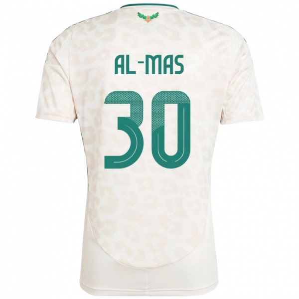 גברים ערב הסעודית Abdullah Al-Mas #30 לָבָן הרחק ג'רזי 24-26 חולצה קצרה