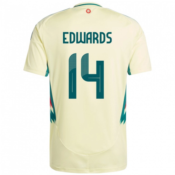 גברים ויילס Noah Edwards #14 בז' צהוב הרחק ג'רזי 24-26 חולצה קצרה