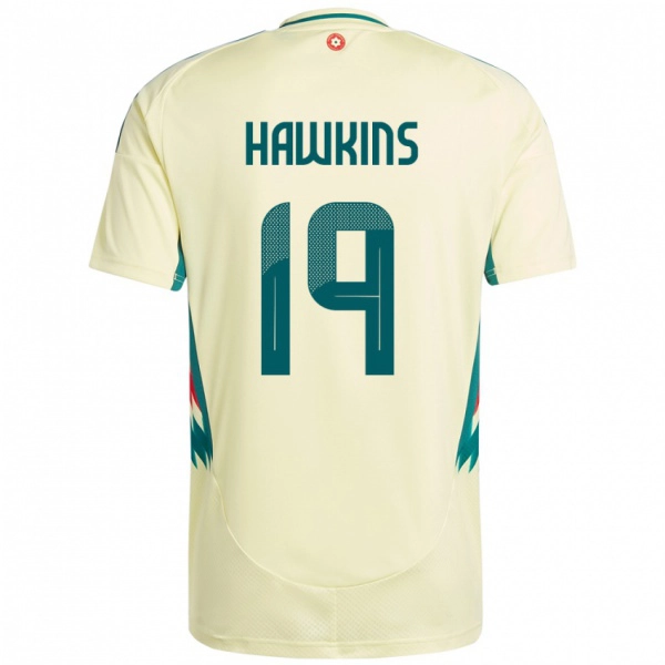 גברים ויילס Max Hawkins #19 בז' צהוב הרחק ג'רזי 24-26 חולצה קצרה