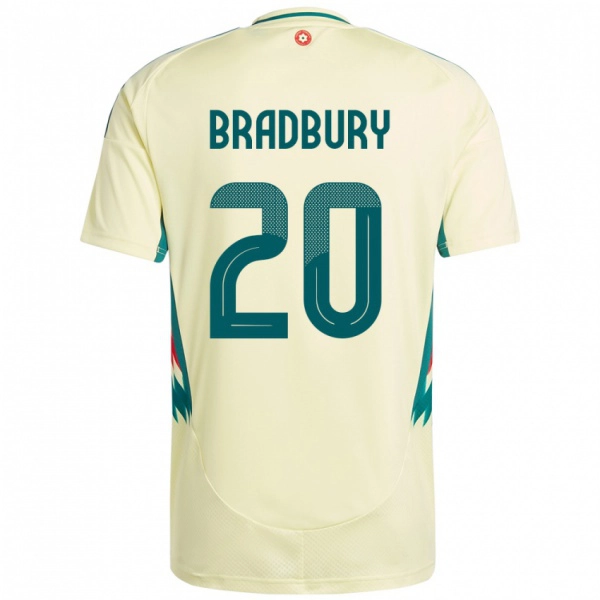 גברים ויילס Louie Bradbury #20 בז' צהוב הרחק ג'רזי 24-26 חולצה קצרה