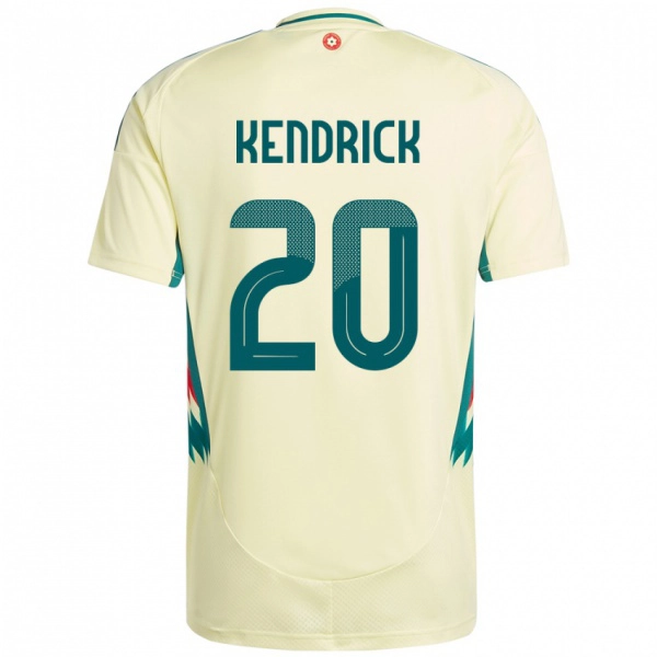 גברים ויילס Levi Kendrick #20 בז' צהוב הרחק ג'רזי 24-26 חולצה קצרה