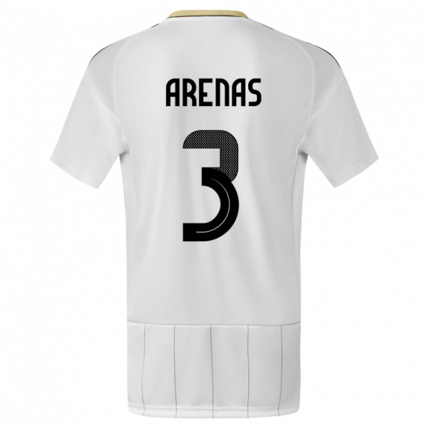 גברים קוסטה ריקה Alejandro Arenas #3 לבן הרחק ג'רזי 24-26 חולצה קצרה