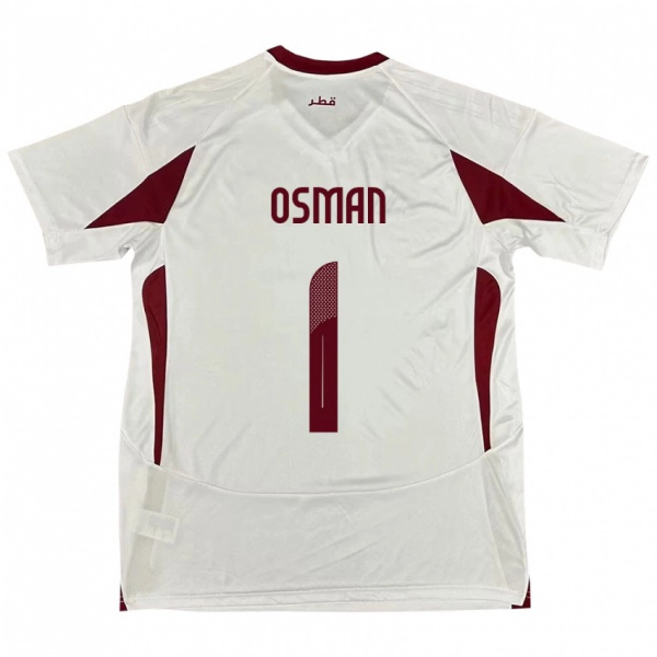 גברים קטאר Abubaker Osman #1 לָבָן הרחק ג'רזי 24-26 חולצה קצרה
