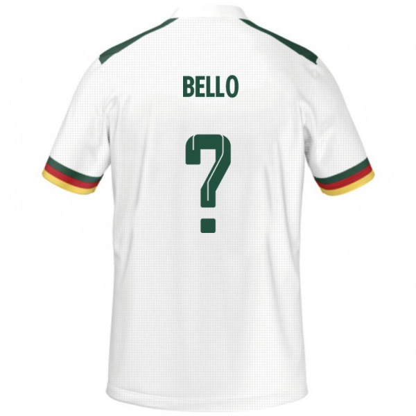 גברים קמרון Karim Bello #0 לָבָן הרחק ג'רזי 24-26 חולצה קצרה
