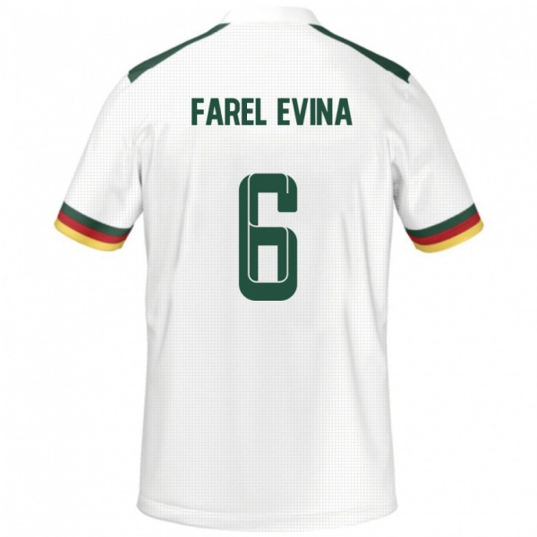 גברים קמרון Sony Farel Evina #6 לָבָן הרחק ג'רזי 24-26 חולצה קצרה