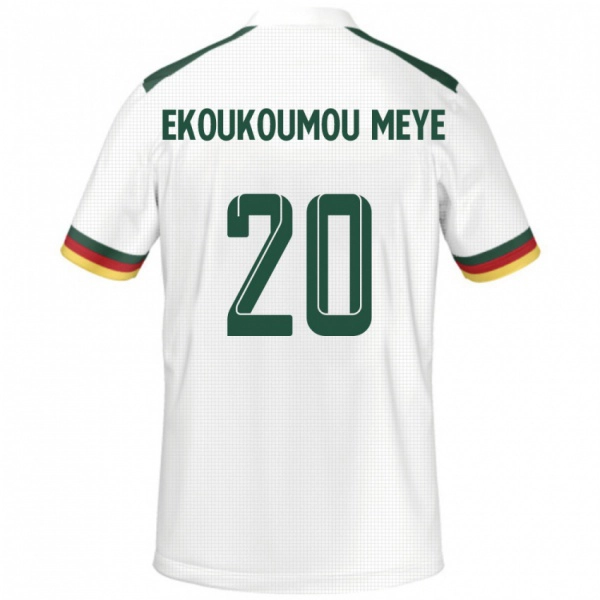 גברים קמרון Ivan Donald Ekoukoumou Meye #20 לָבָן הרחק ג'רזי 24-26 חולצה קצרה