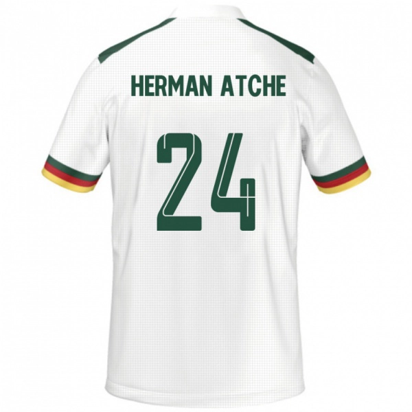 גברים קמרון Miguel Herman Atche #24 לָבָן הרחק ג'רזי 24-26 חולצה קצרה