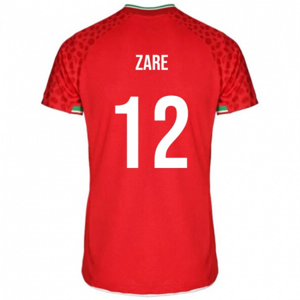 גברים איראן Yasin Zare #12 אָדוֹם הרחק ג'רזי 24-26 חולצה קצרה