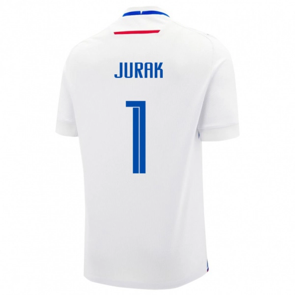 גברים סלובקיה Marek Jurak #1 לָבָן הרחק ג'רזי 24-26 חולצה קצרה