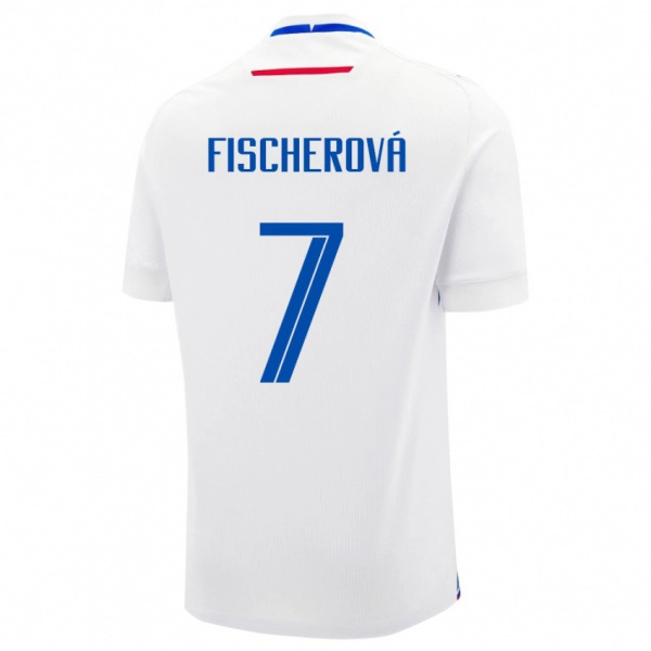 גברים סלובקיה Patrícia Fischerová #7 לָבָן הרחק ג'רזי 24-26 חולצה קצרה