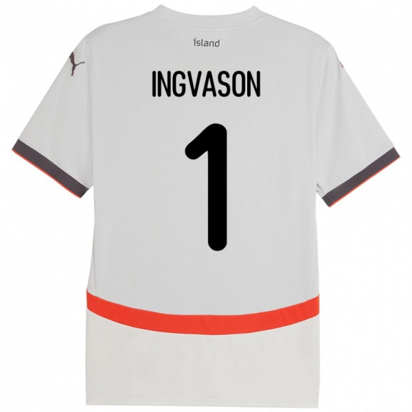 גברים אִיסלַנד Sigurdur Ingvason #1 לָבָן הרחק ג'רזי 24-26 חולצה קצרה