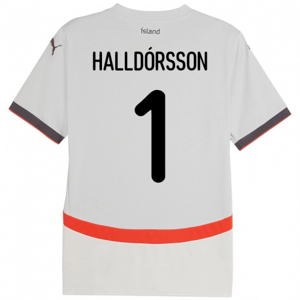 גברים אִיסלַנד Elmar Ágúst Halldórsson #1 לָבָן הרחק ג'רזי 24-26 חולצה קצרה