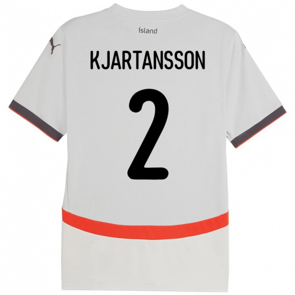 גברים אִיסלַנד Emil Máni Breiddal Kjartansson #2 לָבָן הרחק ג'רזי 24-26 חולצה קצרה