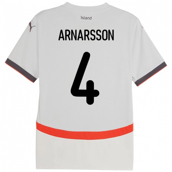 גברים אִיסלַנד Ásbjörn Líndal Arnarsson #4 לָבָן הרחק ג'רזי 24-26 חולצה קצרה