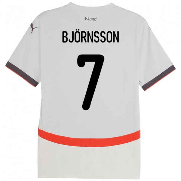 גברים אִיסלַנד Benjamin Björnsson #7 לָבָן הרחק ג'רזי 24-26 חולצה קצרה
