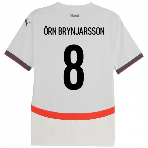 גברים אִיסלַנד Bjarki Örn Brynjarsson #8 לָבָן הרחק ג'רזי 24-26 חולצה קצרה