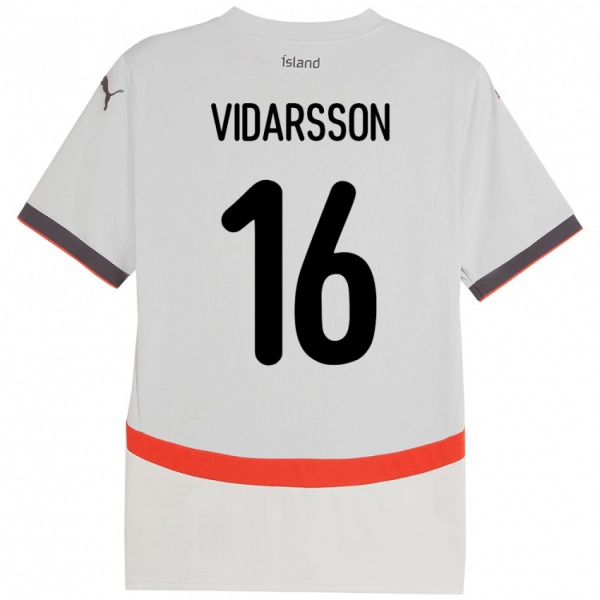 גברים אִיסלַנד Viktor Vidarsson #16 לָבָן הרחק ג'רזי 24-26 חולצה קצרה