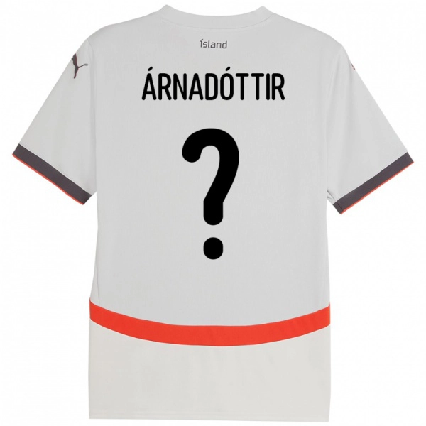 גברים אִיסלַנד Kristín Dís Árnadóttir #0 לָבָן הרחק ג'רזי 24-26 חולצה קצרה