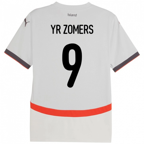 גברים אִיסלַנד Diljá Ýr Zomers #9 לָבָן הרחק ג'רזי 24-26 חולצה קצרה