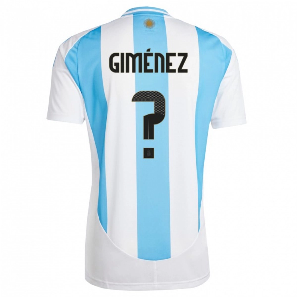 נשים ארגנטינה Juan Giménez #0 לבן כחול ג'רזי ביתית 24-26 חולצה קצרה