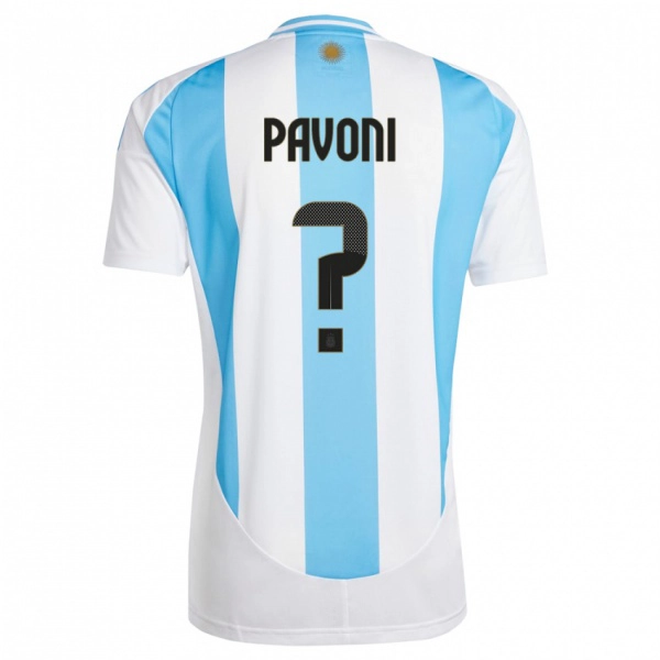 נשים ארגנטינה Gino Pavoni #0 לבן כחול ג'רזי ביתית 24-26 חולצה קצרה