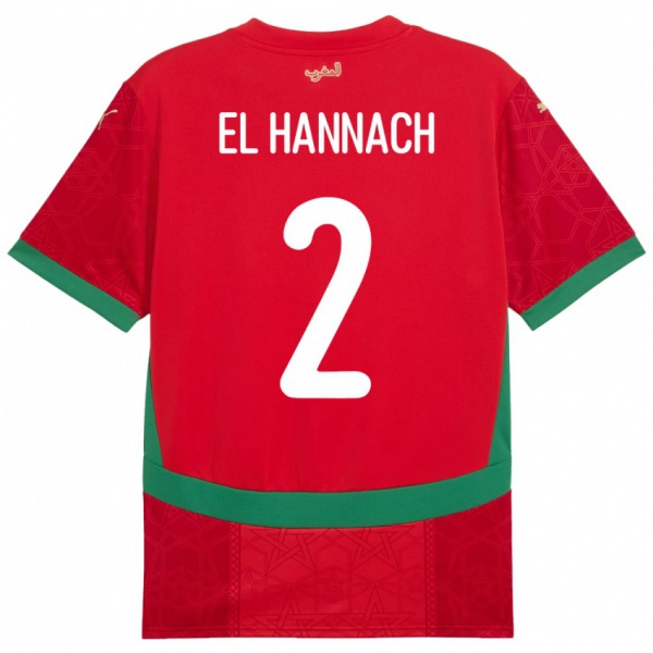 נשים מָרוֹקוֹ Naoufel El Hannach #2 אָדוֹם ג'רזי ביתית 24-26 חולצה קצרה