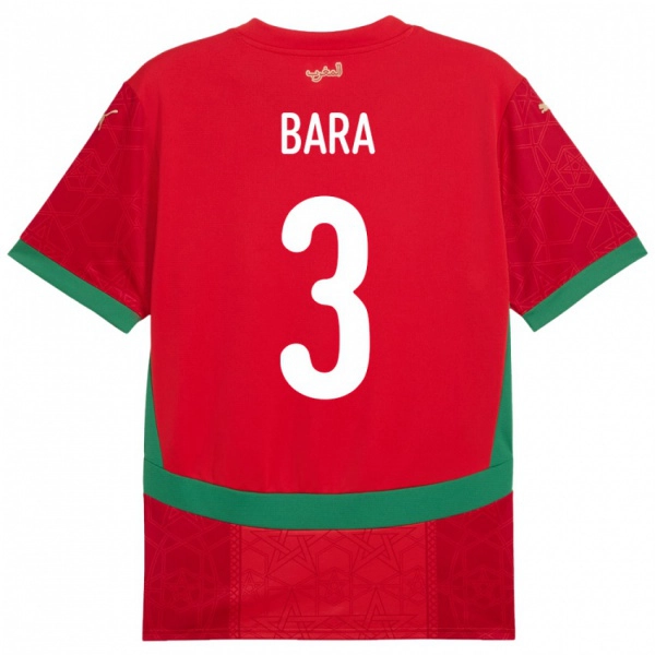 נשים מָרוֹקוֹ Saad Bara #3 אָדוֹם ג'רזי ביתית 24-26 חולצה קצרה
