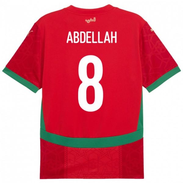 נשים מָרוֹקוֹ Abdellah Ouazane #8 אָדוֹם ג'רזי ביתית 24-26 חולצה קצרה