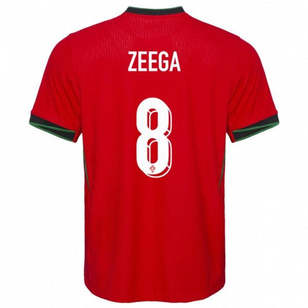 נשים פורטוגל Zeega #8 אָדוֹם ג'רזי ביתית 24-26 חולצה קצרה