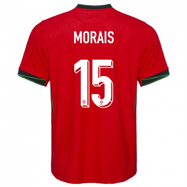נשים פורטוגל Rodrigo Morais #15 אָדוֹם ג'רזי ביתית 24-26 חולצה קצרה