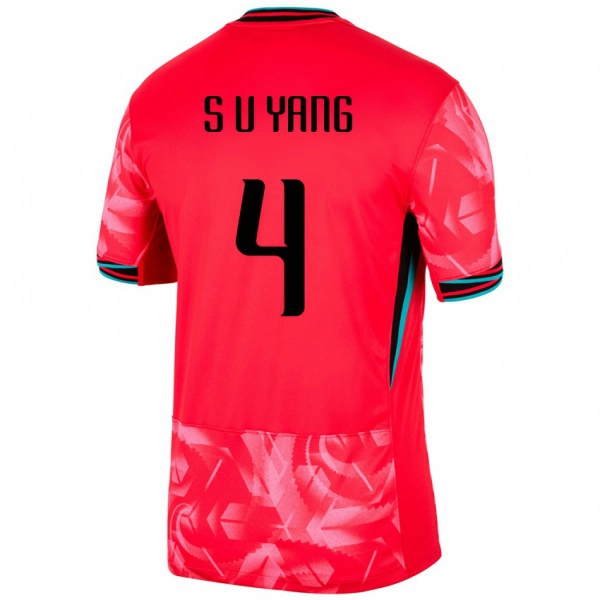 נשים דרום קוריאה Seung-Uk Yang #4 אָדוֹם ג'רזי ביתית 24-26 חולצה קצרה
